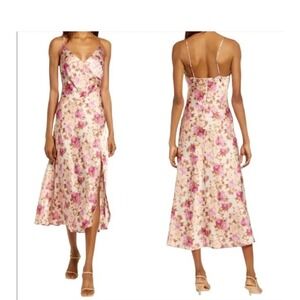 Floret Studios Floral Satin Slip Dress Size Medium